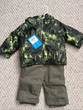 Columbia Black & Neon Green Kids Two-Piece Winter Snowsuit